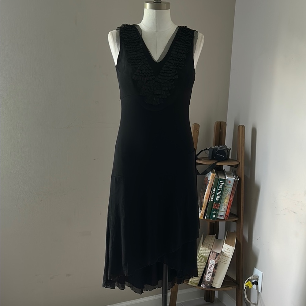 Petit Pois By Viviana G. Black Layered Mesh Asymmetrical Sleeveless Dress S